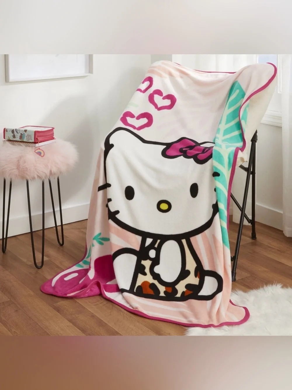 Hello kitty Palm Leaf tropical throw blanket NEW great gift